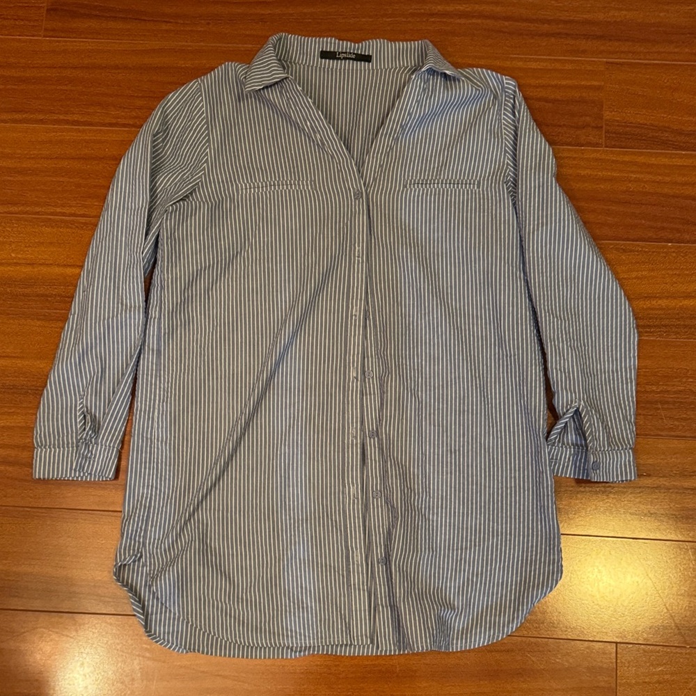 Classic Blue Striped Button Down Shirt